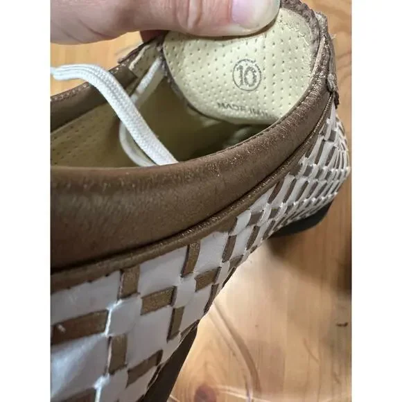 Aerogreen Leather Golf Shoes Women 10 Textured Metallic Woven Athletic Active - Picture 3 of 11